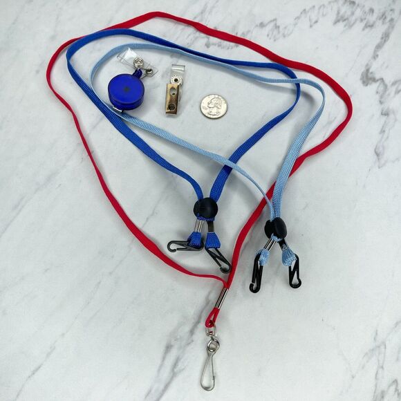 Lanyard Retractable ID Badge Holder Keychain Keyring Lot - Picture 1 of 11